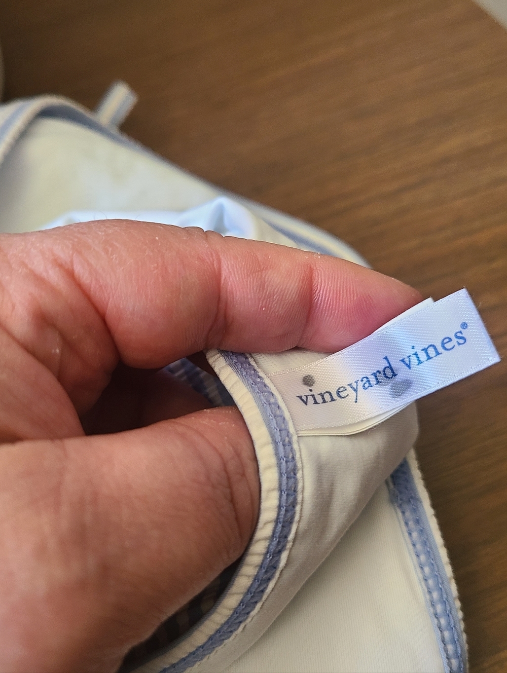 Vineyard Vines Blue/White Seersucker Pink Whales Bikini Bottoms ONLY SZ Med - Picture 5 of 7